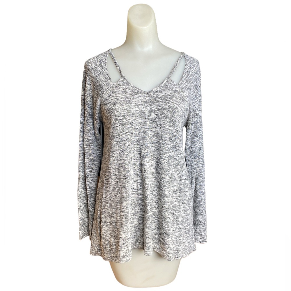 Full Tilt Heathered Gray Long Sleeve with Cutouts Size Medium Boho Casual